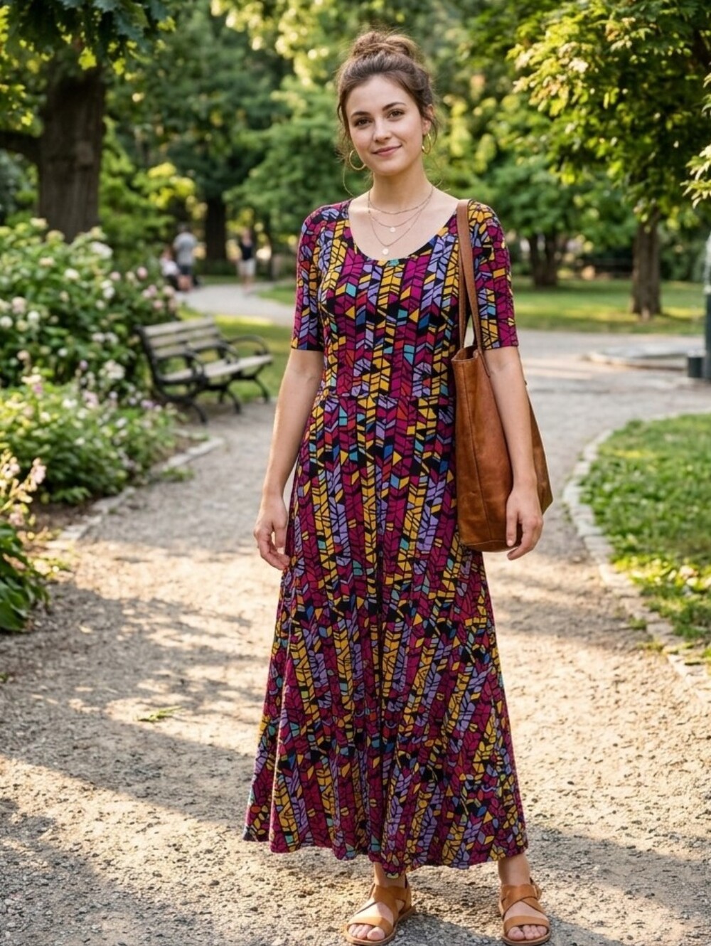 LuLaRoe Colorful Geometric Pattern Maxi Dress